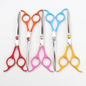 Ciseaux incurvés de toilettage pour chiens Ciseaux multicolores en acier inoxydable pour animaux de compagnie - Product Image 1
