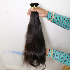 Extensiones de cabello humano virgen sin procesar Color Natural Body Wave Bulk Indian Remy Hair Cutícula alineada Loose Deep Wave Style - Product Image 4