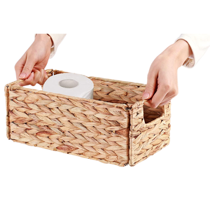 Top Shopping petits paniers de rangement en osier avec poignées matériel de jacinthe d'eau pour organiser les articles de garde-manger de salle de bain en papier toilette - Product Image 1