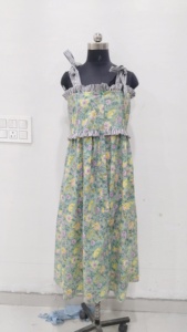 Dear-Lover Local Us Stock Sin cargos de importación Venta al por mayor Moda Verano Boho Floral Encaje Atado Correa Empire Cintura Largo Maxi Vestido - Product Image 3