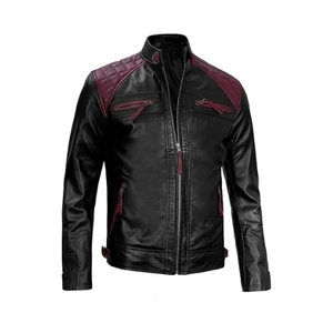 แจ็กเก็ตหนังแท้สำหรับผู้ชายเสื้อแจ็กเก็ตหนังสำหรับขี่มอเตอร์ไซด์มีซิปสำหรับผู้ชาย - Product Image 2