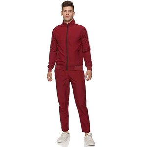 Ensemble de survêtement rouge pour homme, fermeture éclair intégrale, vêtements de sport décontractés, polyester respirant, motif à motifs, poches latérales, autres coupes, vêtements d'hiver - Product Image 4