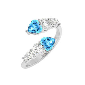 NOVAMART Fine 925 Sterling Silver Open Heart Cluster <b>Ring</b> <b>Adjustable</b> Band Fine Jewelry Zircon Rhodium Plating Platinum Main Mate - Product Image 1