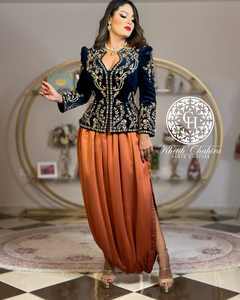 Vestidos de Terciopelo de Seda Karakou Gris Bordados a Mano, Novedad de 2025, Casuales para Chicas Árabes Musulmanas, para Bodas/Fiestas Nocturnas - Product Image 6