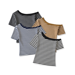 Camiseta de alta calidad para niñas Camiseta básica de manga corta con cuello redondo para mujeres en verano Algodón Slim Fit con logotipo personalizado - Product Image 5