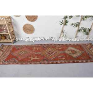 Vintage Orange Wool <b>Rug</b> <b>Large</b> 2.6 X 9.6 ft Rectangular Patchwork Design 10mm Thickness Latex for Bedroom/<b>Living</b> for Teens - Product Image 3