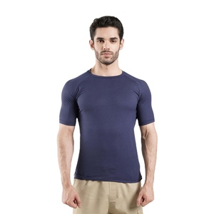 <b>Men</b> Sports Gym T-Shirt 100% Cotton 210gsm Slim Fit Short Sleeve Quick Dry <b>Stretch</b> Breathable Workout Training Tee Anti-Pilling - Product Image 1