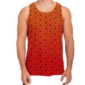 Camiseta sin mangas para hombre, cuello redondo, informal, talla grande, estampado digital, poliéster, degradado rojo-naranja, secado rápido, transpirable - Product Image 1