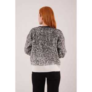 Pull décontracté noir en tricot orné de pierres en forme de pommier de neige, vente en gros - Product Image 1