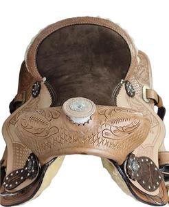 Juego de sillas de montar de cuero genuino de primera calidad, combinación perfecta para carreras de inglés de resistencia occidental para montar a caballo - Product Image 4