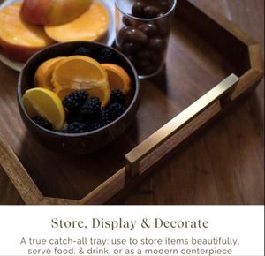 Plateau décoratif en bois de Noël de vente chaude avec la poignée en laiton pour l'usage dans les restaurants dans la conception unique - Product Image 3