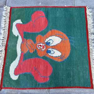 Tapis vintage, tapis de 2,8 x 2,8 pieds, tapis turc en laine orientale verte - Product Image 4