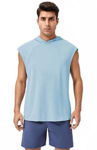 Hauts de sport sans manches à capuche pour hommes, coupe ajustée, décontractés, basiques, vente en gros, conception personnalisée OEM, en molleton de coton - Product Image 4