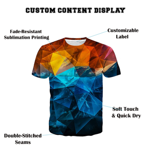 T-shirt personnalisé pour homme |   T-shirt à imprimé numérique abstrait géométrique Glace et feu |   Vêtements de sport par sublimation, vente en gros, vêtements d'entraînement - Product Image 5