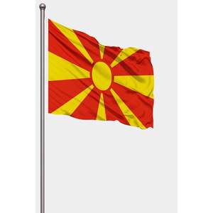 Banderas de Tela de Seda con la Bandera de Macedonia del Norte para Automoción, Seguros, Educación y Agencias de Viajes - Product Image 1