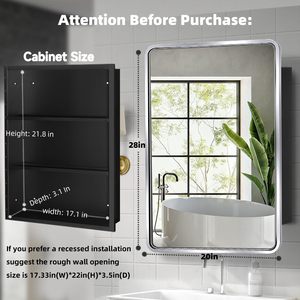 Spacious Aluminum Bathroom Medicine Cabinet with <b>Rectangle</b> <b>Mirror</b> for Home Bathrooms and Hotel Suites' Modern Restrooms - Product Image 2
