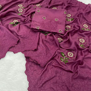 Boutique indienne belle broderie soie Saree dernière exclusive élégante ethnique fantaisie fête mariée porter femmes le plus à la mode Sari - Product Image 1