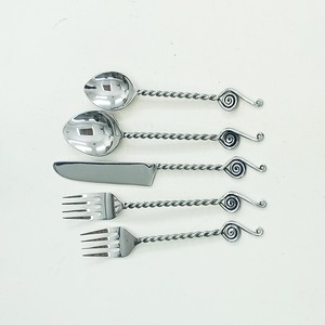 Spiral End Double Twisted Wire Handmade Handle Stainless Steel <b>Silver</b> Polished Metal Cutlery <b>Set</b> Mirror Shiny Polished <b>Silver</b> - Product Image 1