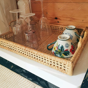 Bandeja Decorativa de Bambú y Ratán, Elegante Colección de Bandejas de Servicio de Ratán - Product Image 2