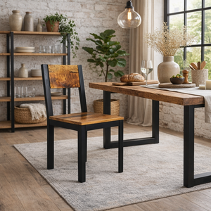 เก้าอี้ไม้วินเทจทำจากไม้มะม่วงเฟอร์นิเจอร์ห้องรับประทานอาหารอุตสาหกรรมเก้าอี้ไม้วินเทจ - Product Image 1