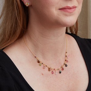 Maravillosa piedra preciosa de turmalina multicolor 925 plata esterlina delicado collar llamativo 18K chapado en oro joyería fina para mujer - Product Image 3
