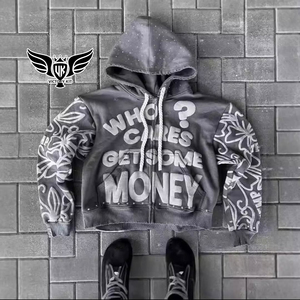 Sweat à capuche d'hiver doublé personnalisé Crop Puff Printing Heavyweight Anti-Shrink Plus Size Streetwear Hommes Femmes Hip 3D Embroidery Front - Product Image 1