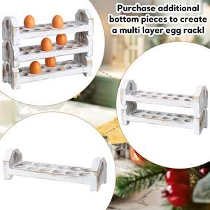 Porte-oeufs en bois empilable comptoir trous support pour plateau en bois frais ferme rustique deviled oeuf stockage - Product Image 4