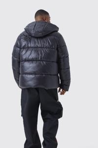 Chaqueta Acolchada con Capucha Personalizada de Alta Calidad, Talla Grande, Color Negro, Resistente al Viento, Abrigada para Invierno, con Bolsillos, para Hombre - Product Image 2