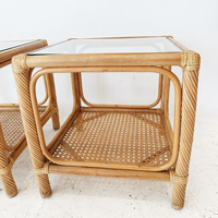 Table console d'angle en rotin naturel tressé réglable de style Mid-Century, bibliothèque, pour salle à manger, extérieur, salon, décoration de luxe pour la maison