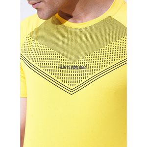 <b>Men's</b> <b>Yellow</b> Short Sleeve <b>T</b>-<b>Shirt</b> Breathable O-Neck Top with Solid Pattern Quick Dry Sublimation Printed Regular Fit Casual - Product Image 3