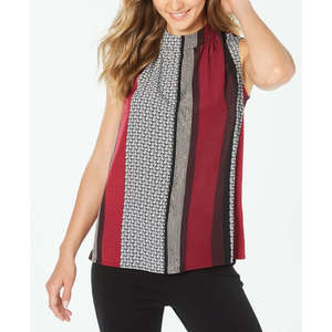 Canotta Traspirante Senza Maniche da Donna Alfani, Top Rosso Bicolore con Logo Personalizzato, Tessuto Intrecciato e Lavorato a Maglia, Taglia Media per Uso in Palestra - Product Image 1