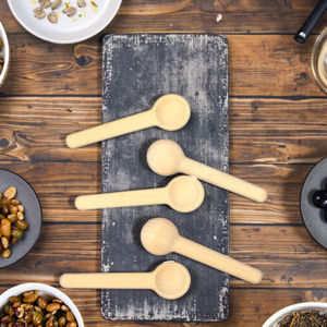 Mini ensemble de cuillères à épices en bois de hêtre - Petites cuillères rondes profondes pour assaisonnements - Cuillères en bois naturel pour sucre et sel pour bocaux de cuisine - Product Image 4