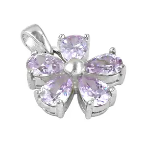 Colgante de Flor de Amatista en Oro Rosa Hecho a Mano para Mujer - Plata 925 - Product Image 3