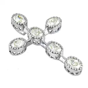 Colgante de Cruz Chapado en Rodio Blanco/Oro/Oro Rosa con Circonita Cúbica/Diamante/Perla para Regalo de Joyería para Mujer - Product Image 1