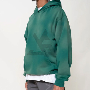 Ensemble sweat-shirt et pantalon de survêtement surdimensionné en coton biologique délavé à l'acide personnalisé 2026, fermeture éclair, premium pour homme - Product Image 5