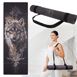 Premium Suede Yoga <b>Mat</b> Wolf Design Black 183 × 61 cm Thick 3 mm Natural Rubber Non Slip Yoga Pilates Fitness <b>Mat</b> - Product Image 1