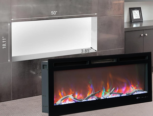 Chimenea Eléctrica Inteligente de Pared de 50 Pulgadas con WiFi y Alexa, 12 Llamas, Calentador de 1500W, Color Negro - Product Image 5