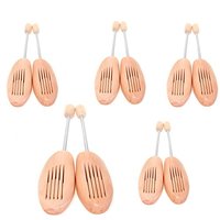 5 paires d'étireurs de chaussures unisexes en bois naturel, à ressort spiralé, taille réglable, taille 41-42