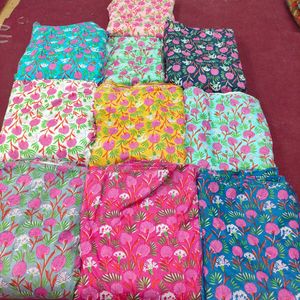 ผ้าเย็บผ้าคอตตอนพิมพ์ลายบล็อกมืออินเดียออร์แกนิกจำนวนมากสำหรับชุดเดรสและผ้าม่านสำหรับเด็กผู้หญิง - Product Image 1