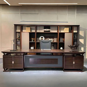 Premium Brown <b>Solid</b> <b>Wood</b> Executive <b>Desk</b> Rectangular with Reinforced Supports and Curved Safety Edge 1-Year Warranty - Product Image 2