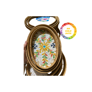 Bandeja de ratán ecológica hecha a mano con incrustaciones de perlas, cesta de almacenamiento para sala de estar decorativa Natural para el hogar - Product Image 6