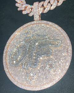 5Ct Round Cut Moissanite Custom Letter Skull Pendant 14K Rose Gold Plated Silver - Product Image 5