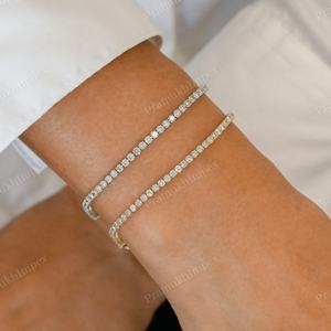 Prix de gros Bracelet tennis en diamant plaqué or jaune 14 carats de laboratoire 3MM CVD Bracelet en diamant avec diamants de certificat IGI - Product Image 4