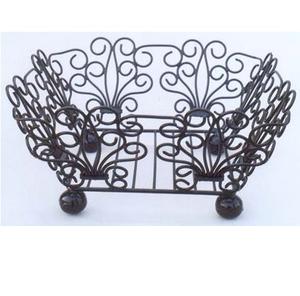 Panier à fruits en fil de fer fini métallique, décoration de la maison et de la cuisine, contenant pour aliments et fruits, vaisselle en métal, panier à fruits et légumes - Product Image 2