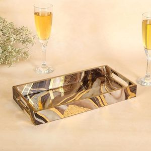 Plateau à café rectangulaire décoratif fait main de style vintage personnalisable, peint à la main, qualité supérieure, vaisselle en bois de manguier naturel - Product Image 1
