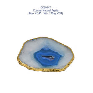 Dessous de verre moderne en pierre d'agate naturelle avec bordure dorée Décoration de vaisselle artisanale élégante pour maisons et hôtels au taux de gros - Product Image 2