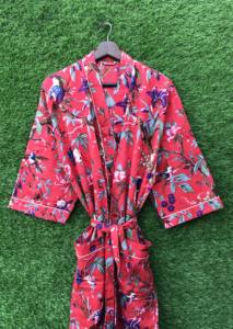 Women's Lightweight Cotton Printed Kimono Robes V-Neck Bathrobe Sleepwear <b>Long</b> Knit <b>Ladies</b> Loungewear Casual Nighties for Winter - Product Image 3