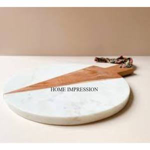 Blocs à découper de forme ronde en bois et marbre de concepteur magnifique pour couper les légumes accessoires de cuisine fournitures - Product Image 2