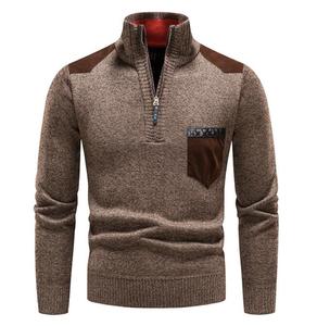 Nouveaux hommes pull tricoté automne hiver tricots à manches longues col roulé fermeture éclair cou mâle pull sweat vêtements d'extérieur - Product Image 5