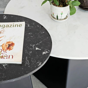 Table basse minimaliste à emboîter avec plateau en marbre et pieds en fer pour salon et entrée - Product Image 5